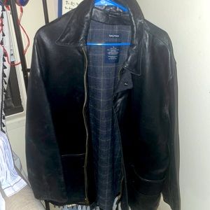 Nautica leather coat. Size large. EUC